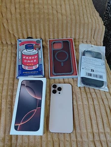 appl 11: IPhone 16 Pro Max, Б/у, 256 ГБ, Desert Titanium, Защитное стекло, Чехол, Коробка, 91 % — 2