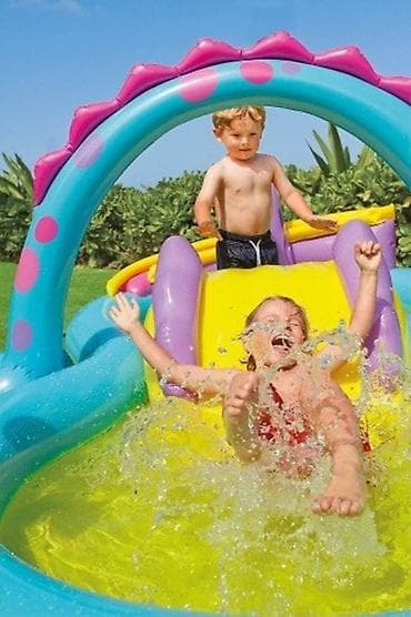 Бассейны: Игровой центр 333х229х112 см "Dinoland" с горкой, от 3 лет (Intex — 3