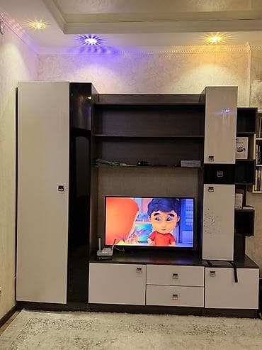 стенка шкафы: Стенка-шкаф, Тип стенки-шкафа: Модульная, Для зала, Особенности: С отделением под телевизор — 1