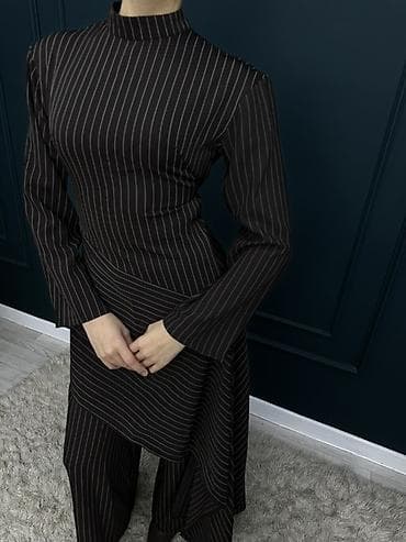 туник: Женский комплект в полоску — туника и широкие брюки. - Цвет — 4