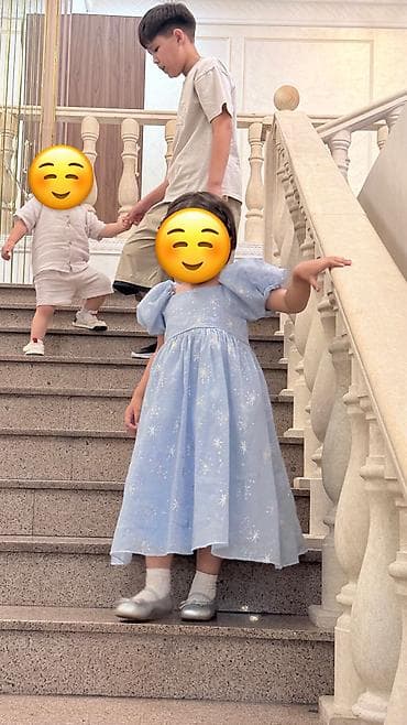 Платья: Детское платье, цвет - Голубой, Б/у — 7
