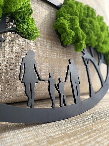 ванные коврики: Панно настенное «Семья в парке» с натуральным стабилизированным мхом — 3