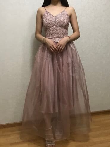 бордовые платья на выпускной: Вечернее платье, Длинная модель, Атлас, Без рукавов, Корсет, S — 1