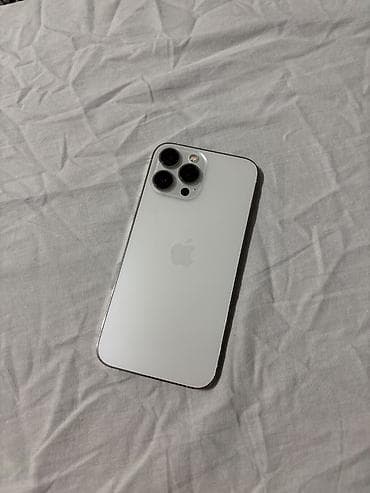 Техника и электроника: IPhone 13 Pro Max, Б/у, 128 ГБ, White Titanium, Защитное стекло, Чехол, Коробка, 77 % — 1