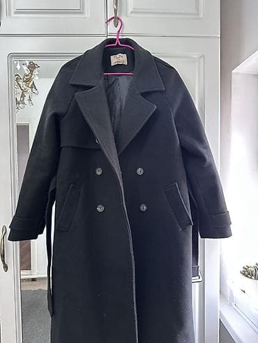 черный тренч: Пальто, Тренчкот, Осень-весна, Экокожа, Длинная модель, С поясом, M — 4