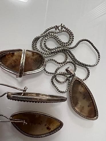 amber elixir: Комплект украшений из натурального дендритового мохового агата в — 9