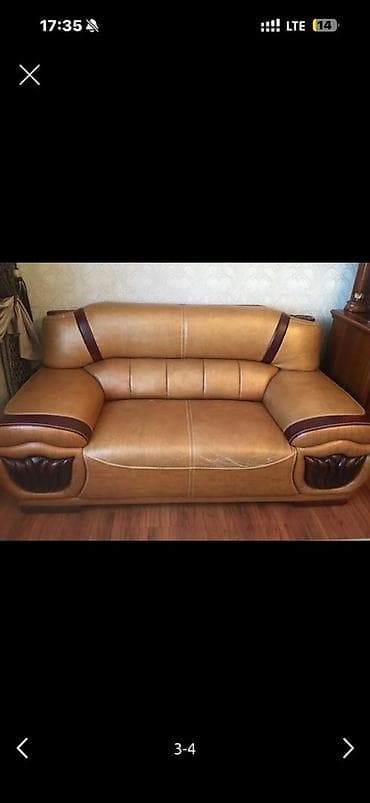 мебель из полет: Комплект мягкой мебели, Б/у, Самовывоз, цвет - Коричневый — 3