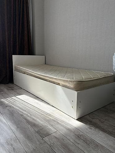 коавать: Спальный гарнитур, Односпальная кровать, ДСП, цвет - Белый — 4