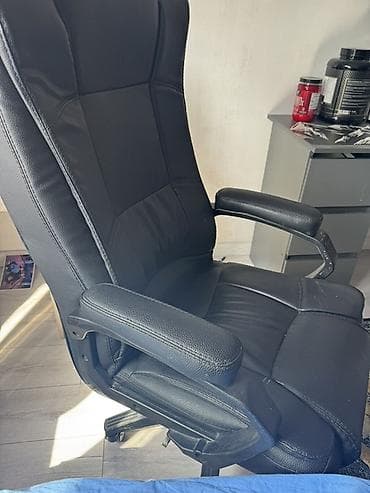 геймерские: Офисное кресло, С колесиками, цвет - Черный, Экокожа — 2