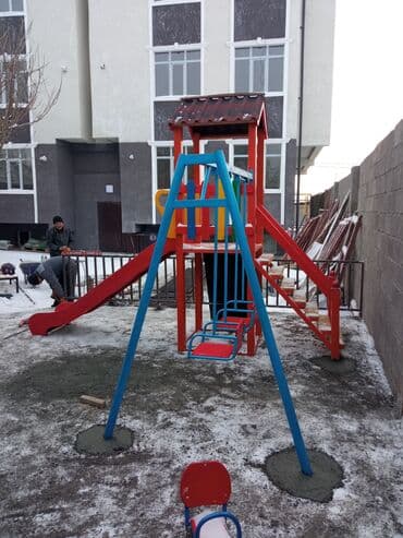 спортивное оборудование: Горка комплекс с качелями, + рукоход, шведская стенка, пожарный спуск — 21