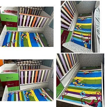 детские манеж: Детская кроватка с не съемным матрасом И детская манеж приставной — 1