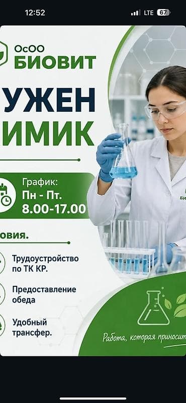 бишкек разнорабочий: Технолог, Иш тартиби: Беш күндүк — 1