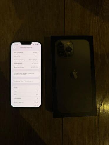 honor телефон: IPhone 13 Pro Max, Б/у, 128 ГБ, Jet Black, Чехол, Коробка, 76 % — 2