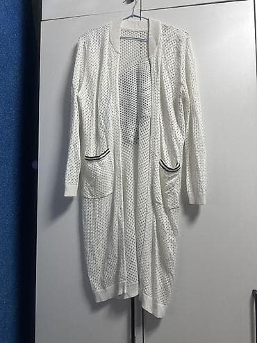 женские пиджаки длинные: Пиджак, Классическая модель, Двубортная модель, Оверсайз, С короткими рукавами, Турция, L — 1