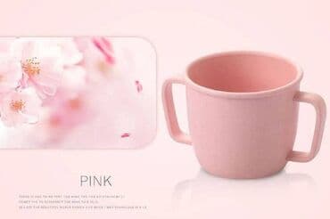 детская силиконовая посуда: Детская чашка для молока с двойной ручкой - Высота 7 см — 2