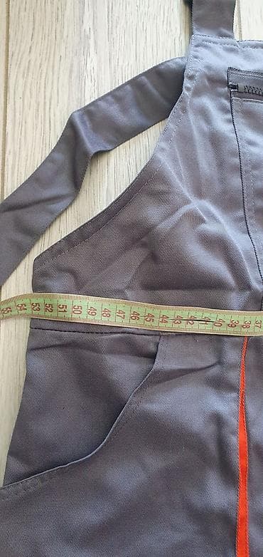 комбинезон для мужчин: Рабочий полукомбинезон (серый с красной отделкой) - Тип — 3