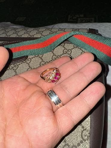 золото сепочки: Золотое кольцо с рубинами и прозрачными вставками 6,35 гр 585 пробы — 2