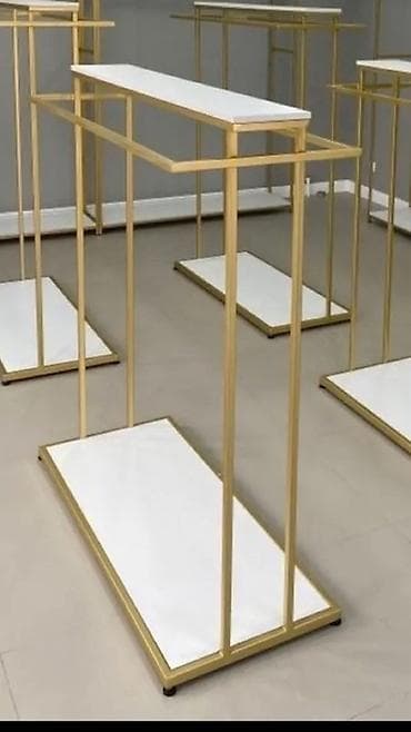 Напольная стойка-рейл для одежды с полками - Тип: островная