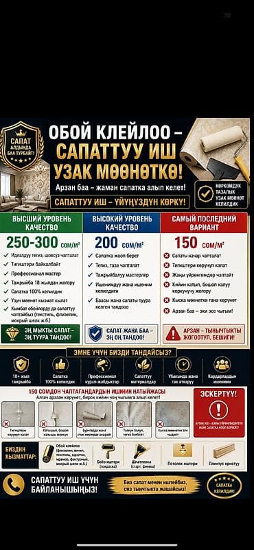 Поклейка обоев: Поклейка обоев | Флизелиновые обои Больше 6 лет опыта — 1