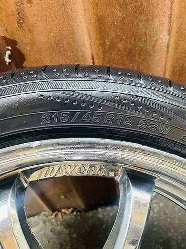 арзан ал: Дөңгөлөктөр монтажда 215 / 45 / R 18, Жай, Колдонулган, Комплект, Жеңил унаалар, Куйма, тешиктери - 5 — 6