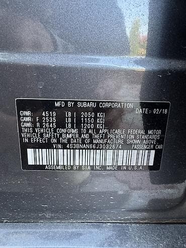 Subaru Legacy: 2018 г., Автомат, Седан — 3