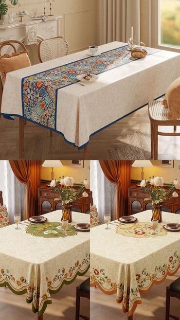 Столовые скатерти и дорожки на стол — декоративные и защитные -