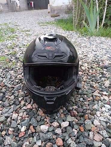 ролики и самокат: Мотошлем AXOR (полноразмерный, интеграл), цвет — глянцевый черный — 10