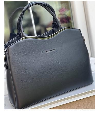 Сумка-тоут женская, цвет черный/графит. - Материал: гладкая экокожа с