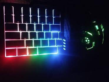 портативный сенсорный монитор: Игровой комплект: однорукая клавиатура + проводная мышь с подсветкой — 1
