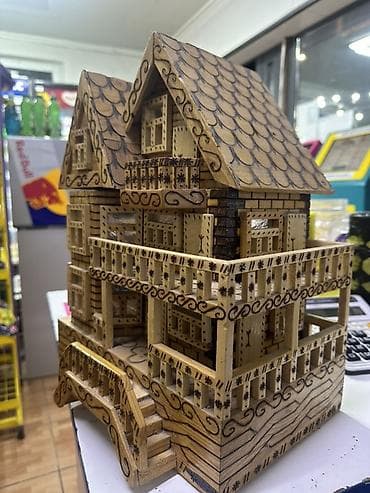 декор текстура: Деревянный резной домик-миниатюра - Материал: натуральное дерево — 2