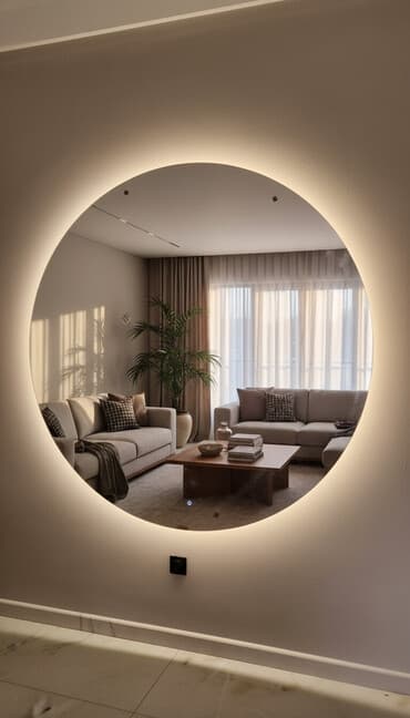 бра на стену: Круглое настенное зеркало с подсветкой - Диаметр: крупный формат — 1