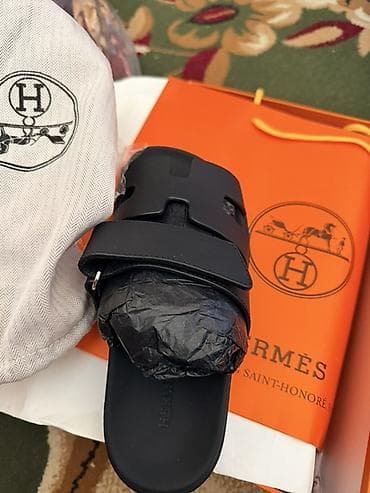 Сандалии Hermès Oran, цвет черный. Продаю черные шлепанцы Hermes — 4