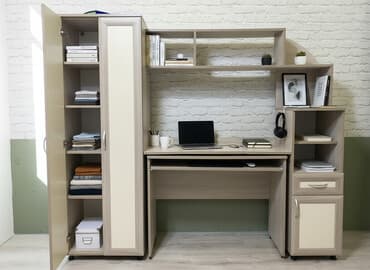 ассортимент офисной мебели: Комплект офисной мебели, Шкаф, ДСП, цвет - Бежевый — 1