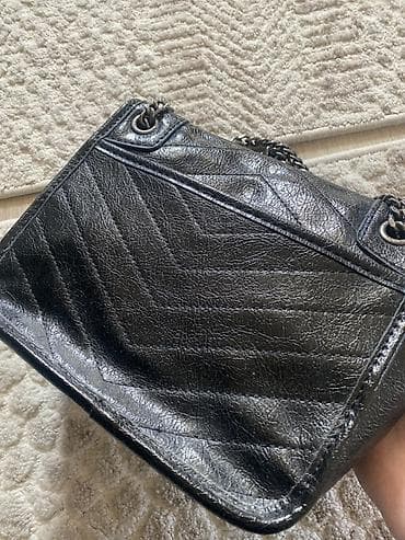 шанель бой: Сумка Saint Laurent Paris (YSL) Niki, черная - Материал: плотная — 2