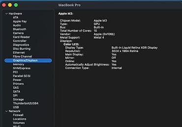 macbook pro m3: Apple M3, ОЗУ, RAM: 16 ГБ — 7