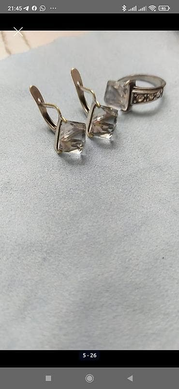 Серьги: Набор украшений, Б/у, Цвет металла: Белый, Винтажный стиль — 6