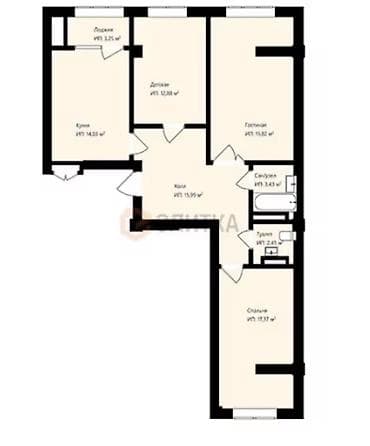 Продажа квартир: 3 комнаты, 93 м², Кок-Жар мкр Элитка, 11 этаж, ПСО (под самоотделку) — 3