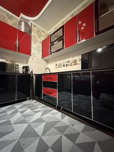 ашкана гарнитур: Кухонный гарнитур в современном стиле, красно‑черный, глянцевый — 4