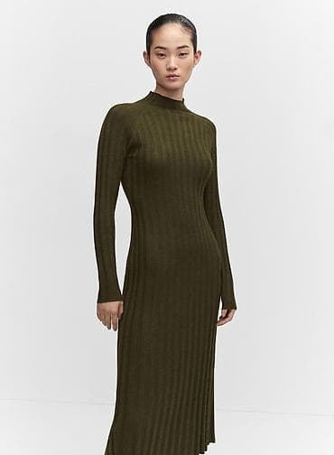 mango zara: Повседневное платье, Осень-весна, Длинная модель, Трикотаж, Лапша, M — 1