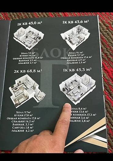 Недвижимость: 1 комната, 45 м², Элитка, 10 этаж, ПСО (под самоотделку) — 3