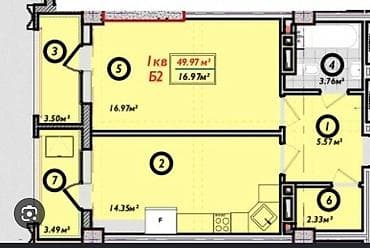 квартира сдаю баят: 1 комната, 50 м², Элитка, 4 этаж, Готовая ПСО (под самоотделку) — 3