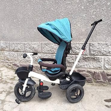 Коляски: Детский трехколесный велосипед с ручкой для родителей и козырьком от — 1