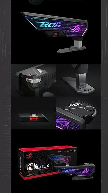Стол компьютерлери жана комлектөөчүлөр: Подставка для видеокарты ASUS XH01 ROG Herculx, цвет черный — 2