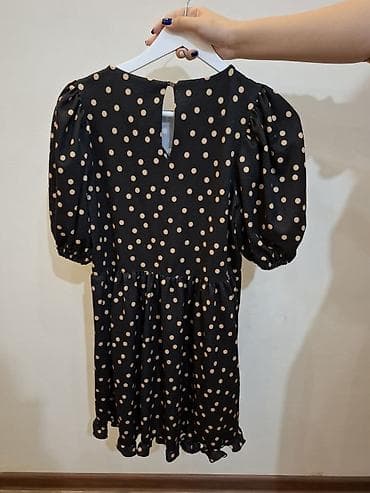 джинсовки: Платье мини в горох - Цвет: черный с бежевыми горошинами - Фасон — 2