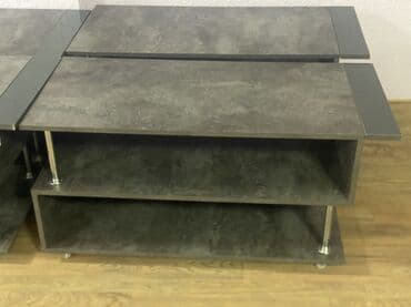 стол стеклянный компьютерные: Журнальный стол, Б/у, Прямоугольный, С колесиками, цвет - Серый — 2