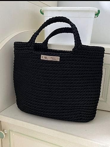 Классические сумки: Вязаные сумки-тоут ручной работы - Материал: прочный шнур/трикотажная — 2