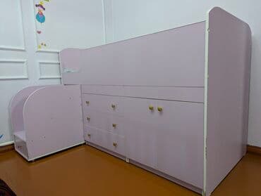 двуспальная кровать с ящиками: Срочно! Детская кровать-чердак лавандового цвета, оснащенная — 2
