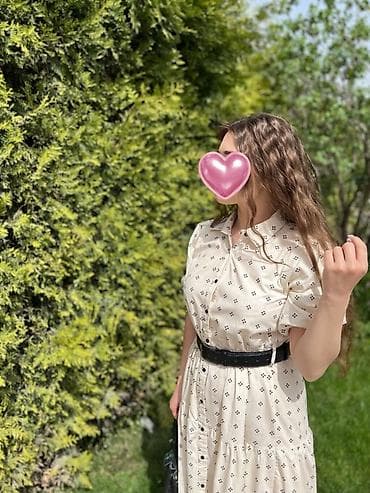 платья с платком: Повседневное платье, Турция, Лето, Длинная модель, Платье-рубашка, M — 1