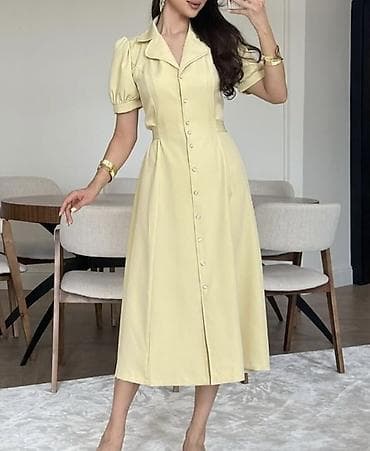 Повседневное платье, Лето, Длинная модель, Вискоза, Платье-рубашка, M