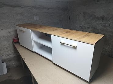 small table: Тумба и подставка для телевизора, Новый, Напольная, ЛДСП, В рассрочку, Платная доставка, цвет - Белый — 3